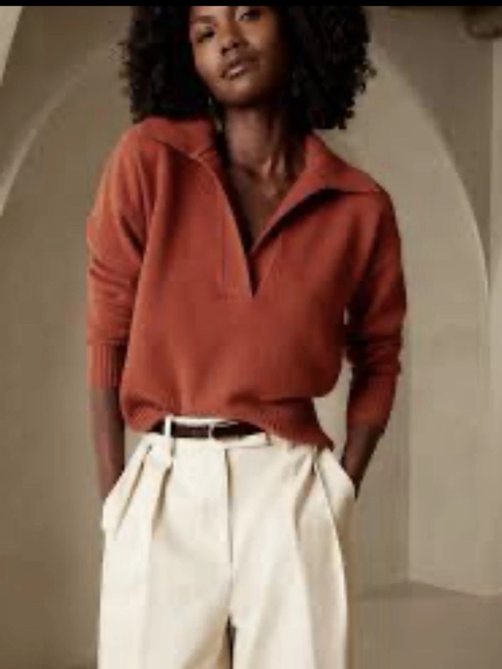 Banana Republic Rust Collared 100% Cashmere Sweater
